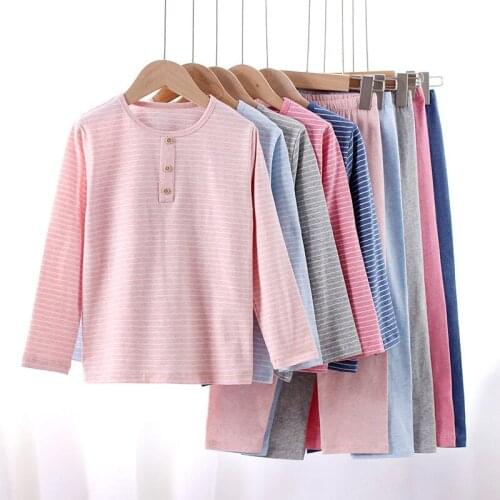 CHILDRENS Pajama Set BOYS Girls Spring and Autumn Long Sleev Summer Clothing Breathable Sweat Absorbing Suit Wh