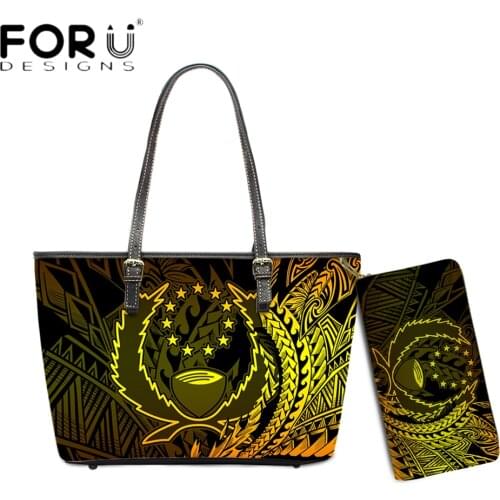 FORUDESIGNS 2021 New Trend Women Shoulder Bags With Purse Pohnpei State Polynesian Wings Printed Pu Leather Totes Messenger Sac