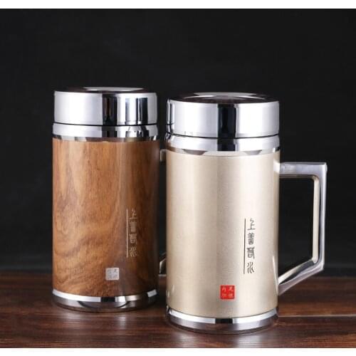 Insulation cup, sterling silver hand-made 480 ml stainless steel portable coffee cup, perfect for office or living room
