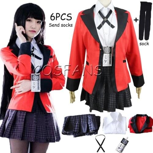 Anime Kakegurui Cosplay Costume Adult kids Cosplay Costume Japanese High School Uniform Girls Clothes Women Suits Full set sock