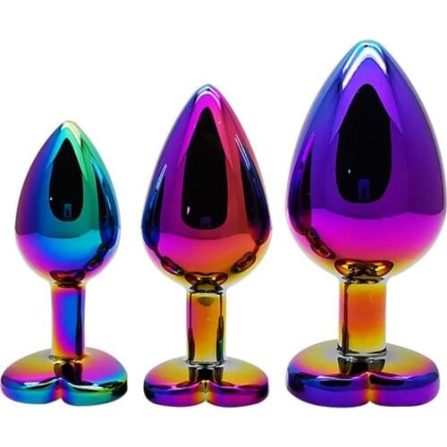 Colorful Metal Anal Plug Love Heart Shaped Butt Plug Dildo Vibrator Massager Adults Sex Toys for Men Women