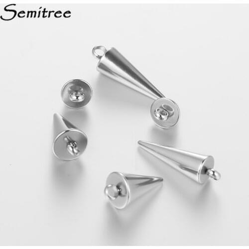 Semitree 10pcs Stainless Steel Circular Cone Charms for DIY Jewelry Making Necklace Pendant Findings Handmade Accessories
