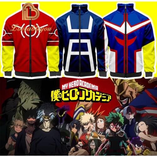 Hot Anime My Hero Academy Zipper Stand Collar Sweatshirt Jacket 3D New Fashion Japanese Cosplay Cool Spring Clothes