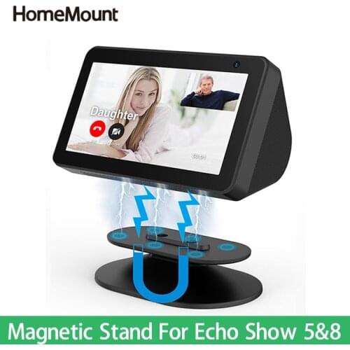 HomeMount Magnetic Stand for Echo Show 8 5 1st & 2nd Speaker Adjustable Holder Mount with Anti-slip Accessories Tilt Function