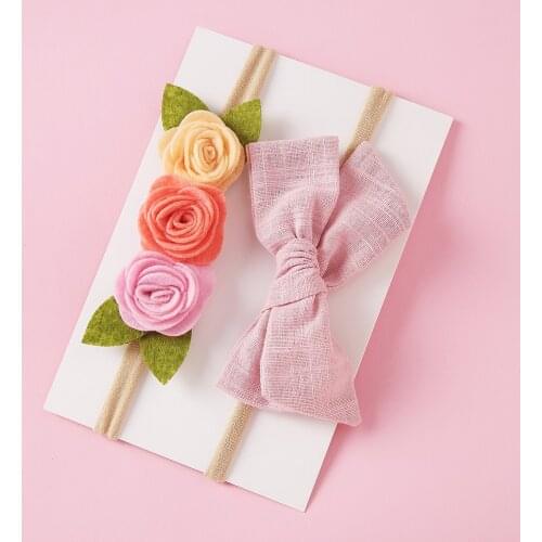 Fashion Flower Headband Summer Lovely Hair Bands For Girls Bowknot Nylon Elastic Children Headdress Splice Hair Accessories 2021