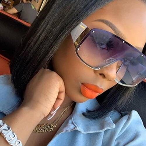 Fashion One-piece Pilot Sunglasses Men Oversized Shades Women Luxury Brand Metal Rimless Trend Sun Glasses Unique Eyewear UV400