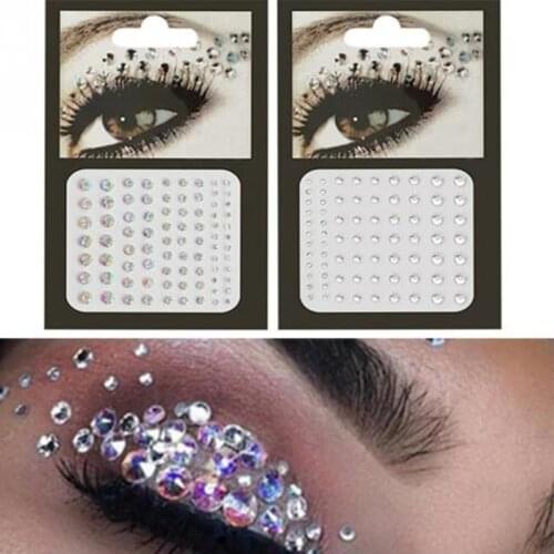 4 Colors Tattoo Sticker Glitter Diamond Makeup Eyeliner Eyeshadow Face Rhinestone Sticker Jewelry Eyes Makeup Crystal Stickers