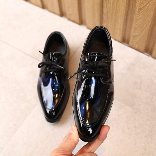 New Children Leather Shoes Boys Dress Shoes Solid Color Black Kids Casual Shoes British Style Soft Sole Student