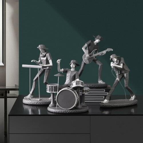 New Design Band Furnishings Resin Music Singer Electric Drum Piano Player Electric Guitar Band Ornaments for Bar House Decor