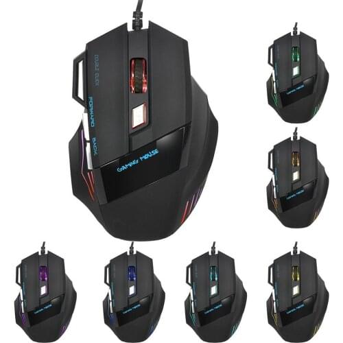 Optical Wired Gaming Mouse USB Wired 7 Buttons 5500DPI Adjustable LED Backlit Professional Gamer Mice Ergonomic Computer Mouse