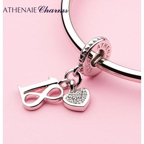ATHENAIE 925 Sterling Silver Clear CZ 18th Celebration Dangle Charms Pendant for European Bracelet Necklace DIY Jewelry
