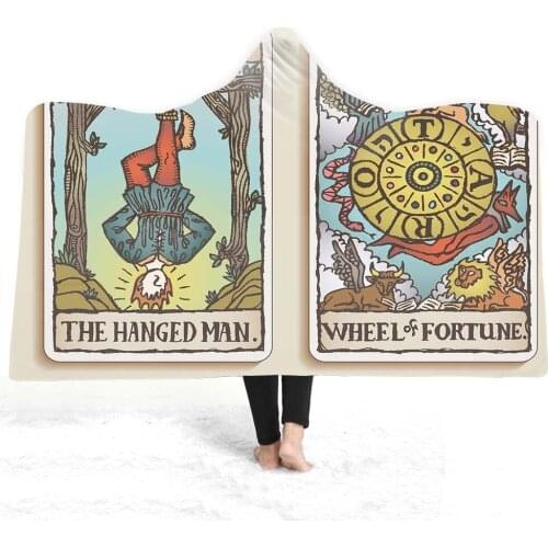 Retro Simple Tarot Black And White Color Printing Hat Blanket Home Travel Double Layer Cashmere Heating Warm Shawl Blanket