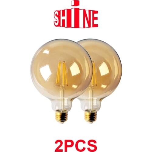 Chrismas Decor 2pcs/lot Retro Edison Filament Bulb G125 8W E27 2700K Bombillas 220-240V Gold Glass Bulb Home Decoration