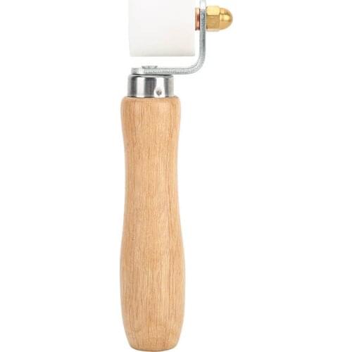 28mm/1.1in PTFE Hand Pressure Roller 2-Way Bearing Wooden Handle Heat-Resistant Welding Roller Soldering Tool