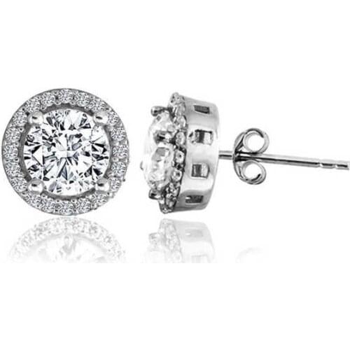 Silver Oval Montür Diamond Model Earrings