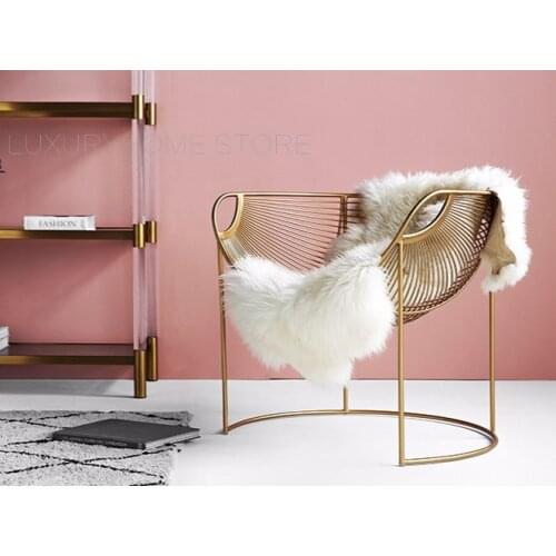 Modern Fashion Popular Nordic New Design Gold Luxury Black Color Home Furniture Dining Arm Metal Wire Relax Lounge Sun Chair 1PC