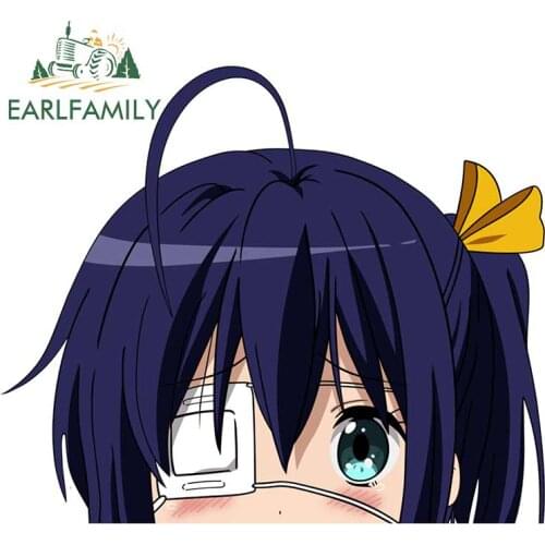 EARLFAMILY for Chuunibyou Anime Peeking Stickers Window Motorcycle Car Truck Vinyl Art Decal Boat Fine Waterproof
