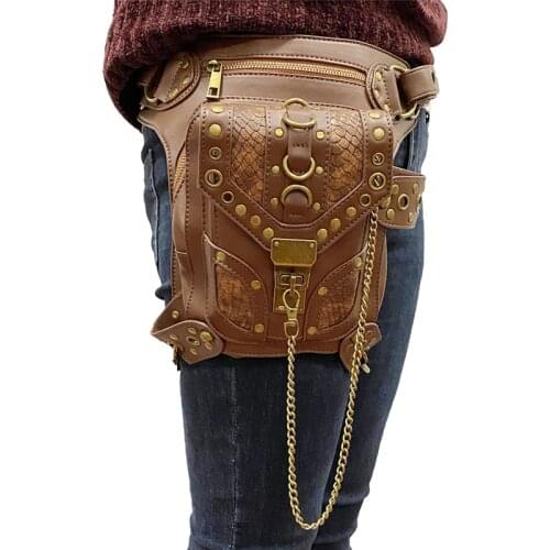YoReAi Women Men Drop Leg Bags Vintage Steampunk Moto Bag Steam Punk Retro Rock Gothic Biker Bag Shoulder Waist Bags Packs