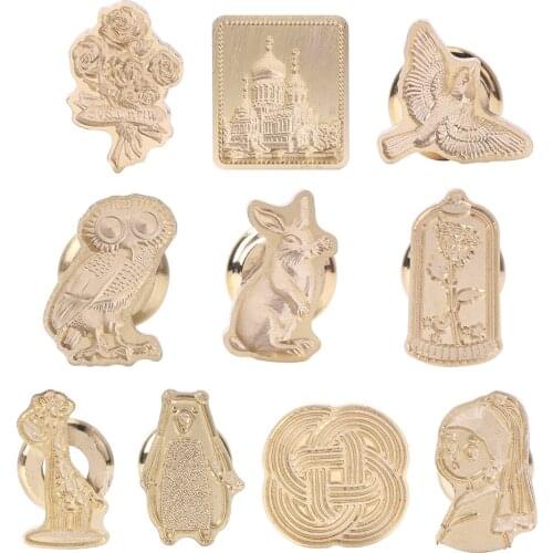 Wax Seal Stamps Retro Antique Wooden Sealing Replace Copper Head Scrapbooking Craft Wedding Decorative DIY Hobby Tools No Handle