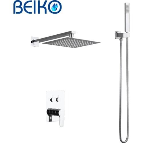 High-quality switchable water outlet mode with button concealed shower and bathroom set copper core stainless steel shower head