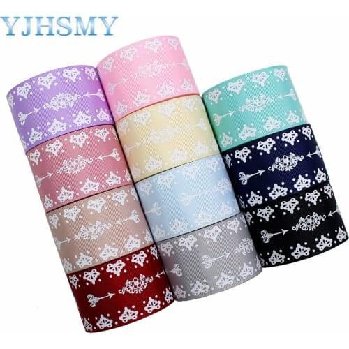YJHMY,L-20410-301,10yards 38mm,Colorful geometric Printed grosgrain Ribbons,Clothing bow cap DIY decorations materials