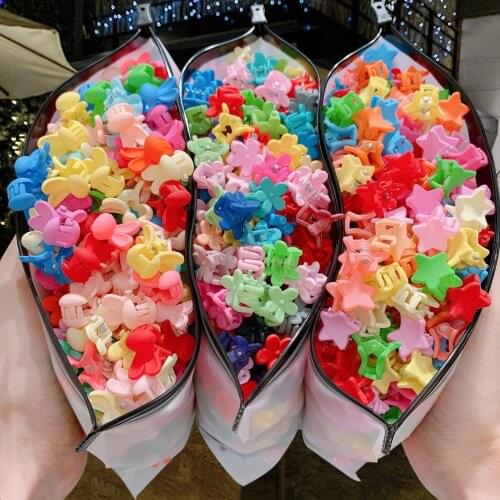 20/50PCS/Set Girls Cute Hair Claws Colorful Flower Star Sweet Hair Clips For Baby Cartoon Small Hair Accessories