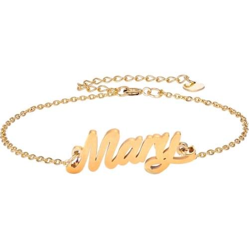Mary Name Bracelet Women Girl Jewelry Stainless Steel 18k Gold Plated Nameplate Pendant Femme Mother Girlfriend Best Gift