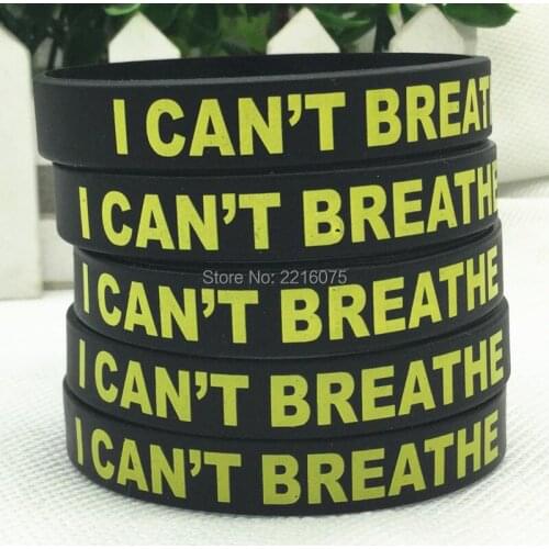 100pcs Black lives matter Printed I can't breathe wristband silicone bracelets free shipping by ePacket