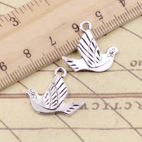 20pcs Charms Peace Dove Onlive 20x21mm Tibetan Silver Color Pendants Antique Jewelry Making DIY Handmade Craft