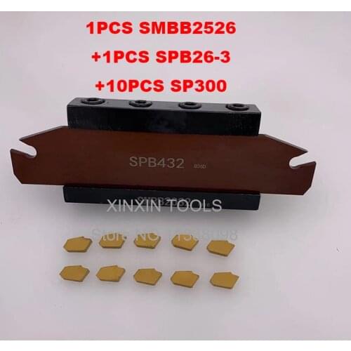 25mm petiole SPB26-3 1pcs+SMBB2526 1pcs+ SP300 NC3020/NC3030 10pcs=12pcs/set NC3020/NC3030 Machining steel CNC lathe tool