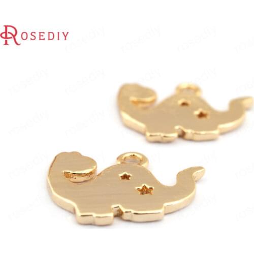33509)10PCS 13*11MM 24K Gold Color Brass Elephant Charms Pendants High Quality Diy Jewelry Findings Accessories wholesale
