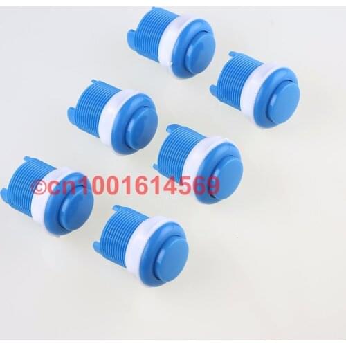 Reyann 6pcs/lot 30mm Arcade MAME Games DIY Parts Arcade Push Buttons For PC Game Controller USB Universal Project DIY - Blue