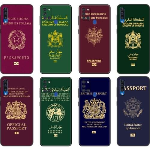 Black tpu Case For Samsung Galaxy A50 50S A30S A10 A01 A11 A21S A31 A41 A51 A71 M21 M30S S10 LITE Cover Fashion Passport