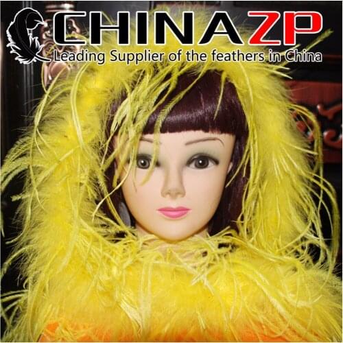 CHINAZP Wholesale 2yards/lot 35gram Good Quality Dyed Yellow Ostrich Feather Boas and Scarfs