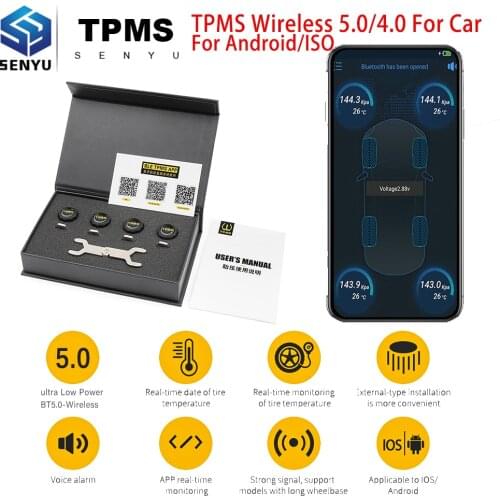 TPMS BT4.0/5.0 For Car Alarm Sensor For Android/IOS TMPS Tire Pressure Gauge Auto Intelligent Tyre Monitoring System