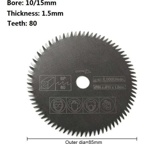 1pc 85mm Bore 10/15mm 80Teeth Electric HSS Mini Circular Saw Blade Power Tools Accessories Wood/Metal Cutting Disc