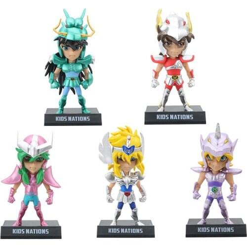 5 Styles Saint Seiya Action Figure Ornaments Cake Decorations Aries Aiolia Andromeda Milo Tenma Model Toys