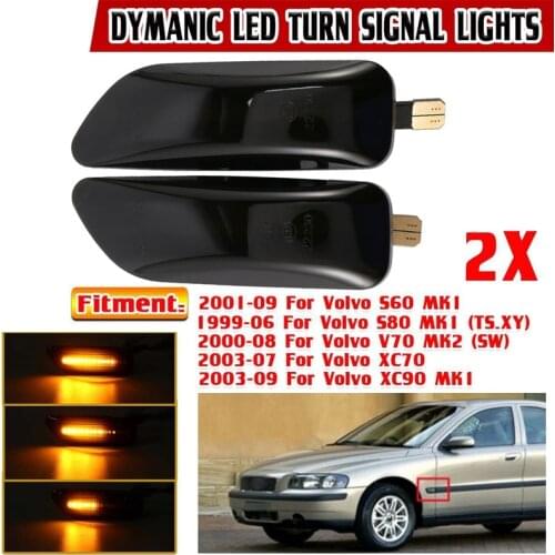 LED Side Marker Light Lamp, Side Blinker Turn Signal Light for Volvo XC90 S80 XC70 V70 S60 2001-2009 Smoke