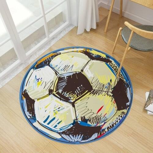 Football Cartoon Round Carpet Bedroom Living Room Computer Chair Home Cute Decorative Mat
