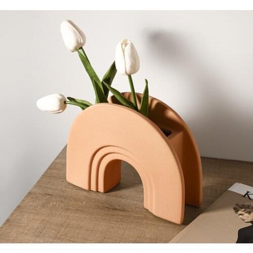Ceramic Vase Decoration Art geometry flower arrangement living room home creative decoration model room soft decoration