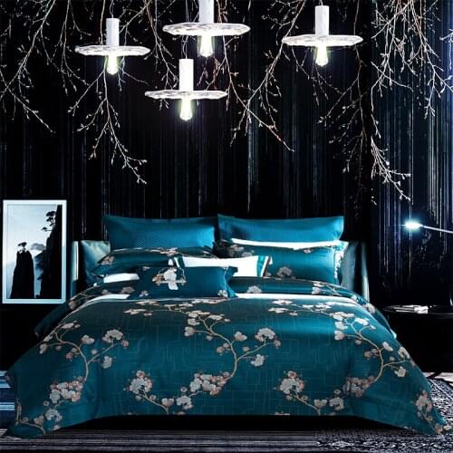 European Royal Palace Duvet Cover 220*240 Pastoral Blue Bedspread And Linens For Home Quilt Double Bed Cover