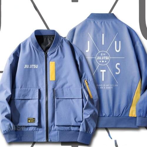 Anime Casual Jacket Men Jiu Jitsu Flying Jacket Zipper Jacket Women Military Chaqueta Hombre Fashion Blue Wind Breaker Casual