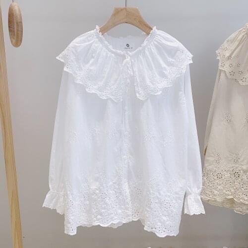 Lamtrip Unique Lolita Princess Royal French Style Embroidery Cotton Shirt Blouse 2021 Summer