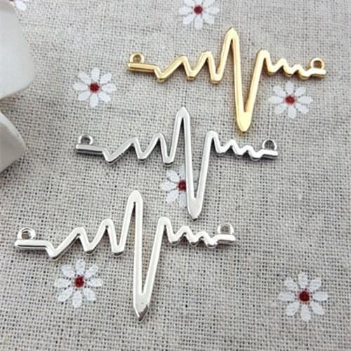 Hot Sale 10pcs DIY New Fashion charms ECG Alloy Pendant Making Hair Bracelet Necklace Jewelry Accessories feel of Heartbeat