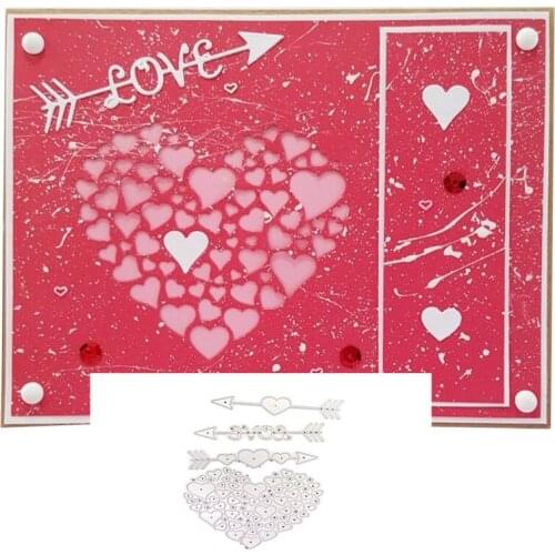 Julyarts Love Words Arrows Heart Shape Metal Cutting Dies Stencil For Scrapbooking Embossing DIY Handcrafts Templates Model