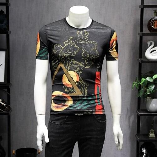 Fancy Club Tshirt Black Gold Flower Tee Shirt Homme Plus Size 5xl Vintage T Shirts Men Ropa Hombre De Marca