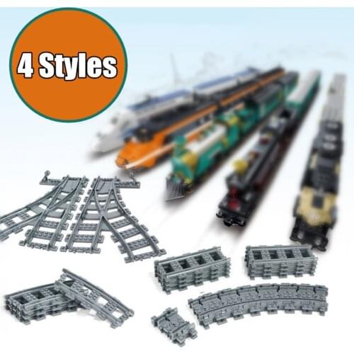 New Technical City Trains Track Rail Straight & Curved Rails City Building Blocks Brick Model Kid Toy Gift
