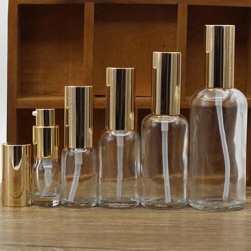 2/10pcs 5/10/15/20/30/50/100ml Empty Clear/Amber Glass Essential Oil Perfume Bottle with sprayer/lotion pump glass spray bottle