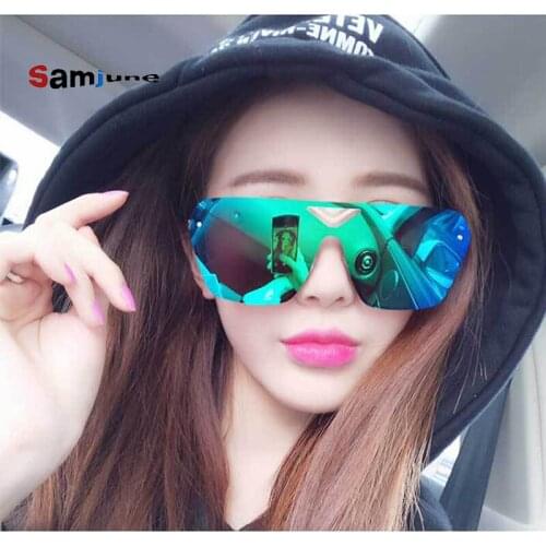Samjune Outdoor Sports Windproof Sunglasses Man Reflective Coating Mirror Glasses Big Surround Eyewear With Non-Slip Nose Goggle