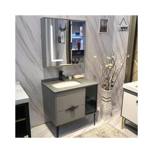 Solid wood bathroom cabinet, combined rock board countertop, intelligent mirror, toilet washstand, washbasin cabinet